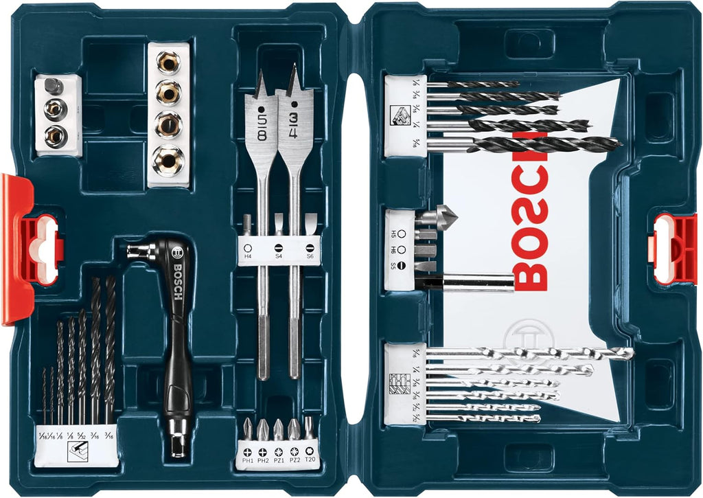 BOSCH CLPK22-120 12V Max Cordless 2-Tool 3/8 in. Drill/Driver and 1/4 in. Impact Driver Combo Kit with 2 Batteries, Charger and Case & Bosch MS4041 41-Piece Drill and Drive Bit Set