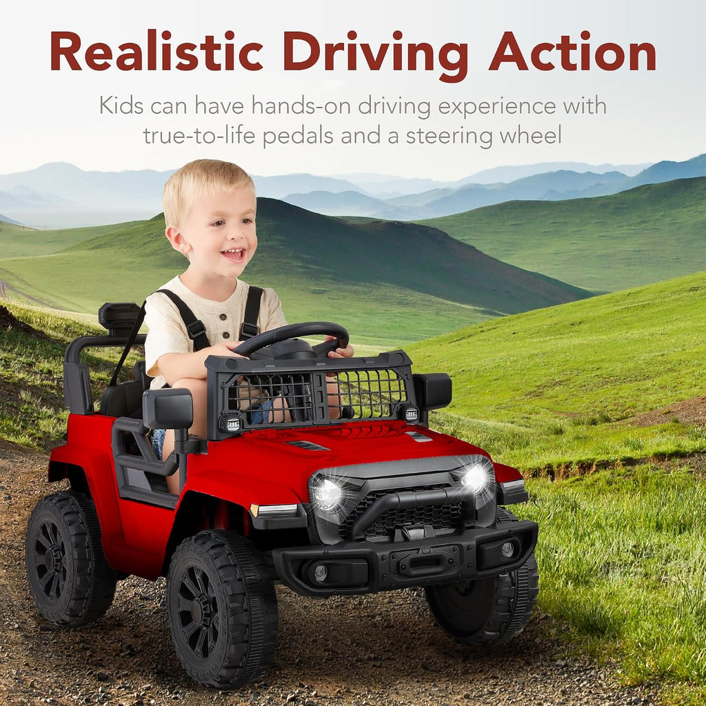 Best Choice Products 6V Kids Ride On Toy, Mini Truck, Electric Play Car w/Parent Remote Control, 4-Wheel Suspension, LED Lights, 2 Speeds, Functional Horn, 3.1MPH Max Speed - Red