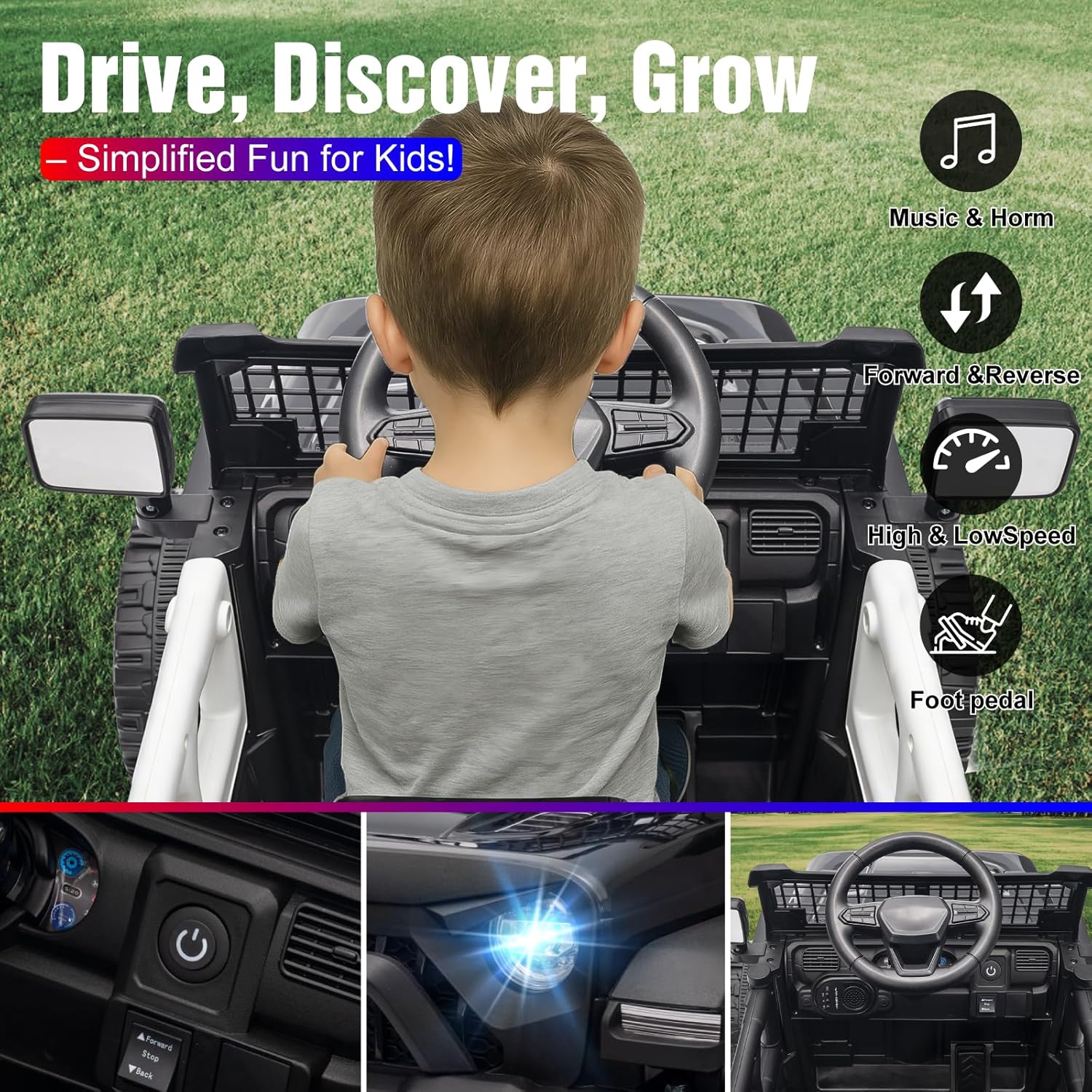 12V Ride on Car with Parent Remote Control, Toddler Police Electric Car with Spring Suspension, LED Lights & Music Player - Safe Battery Toy for Kids, Christmas & Birthday Gift