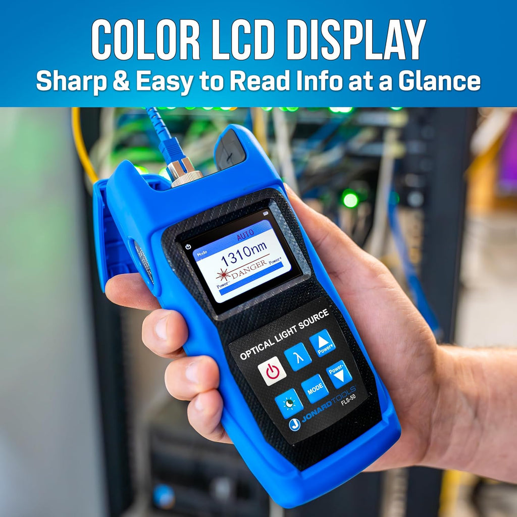 Jonard Tools FLS-50 Fiber Optic Light Source with Included FC/SC/LC (PC/UPC) Adapters for Single Mode Fiber Measurements (2025 Model)