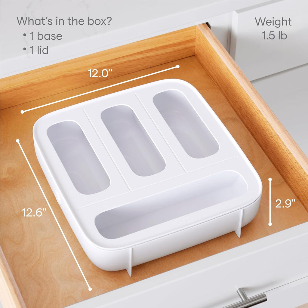 YouCopia StoraBag Food Bag Dispenser, Family Size 4-Slot, Plastic Sandwich Bags Drawer Organizer for Kitchen Storage (Pack of 6)