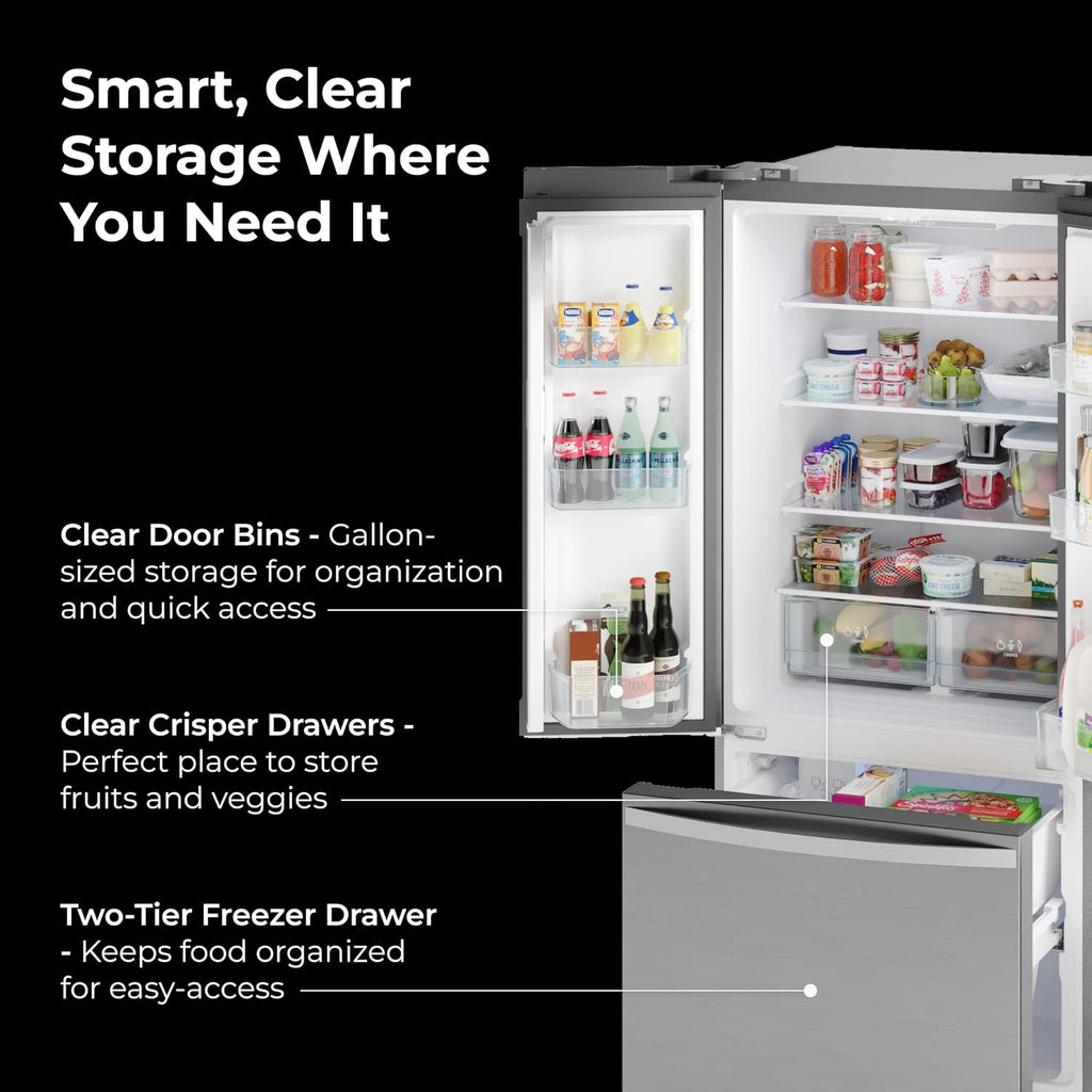 Kenmore 4675525 30' French Door Refrigerator with Freezer - Accela Chill, Ice Maker, Adjustable Glass Shelves, ENERGY STAR Certified, 17.5 cu. ft. Capacity - Fingerprint Resistant Stainless Steel