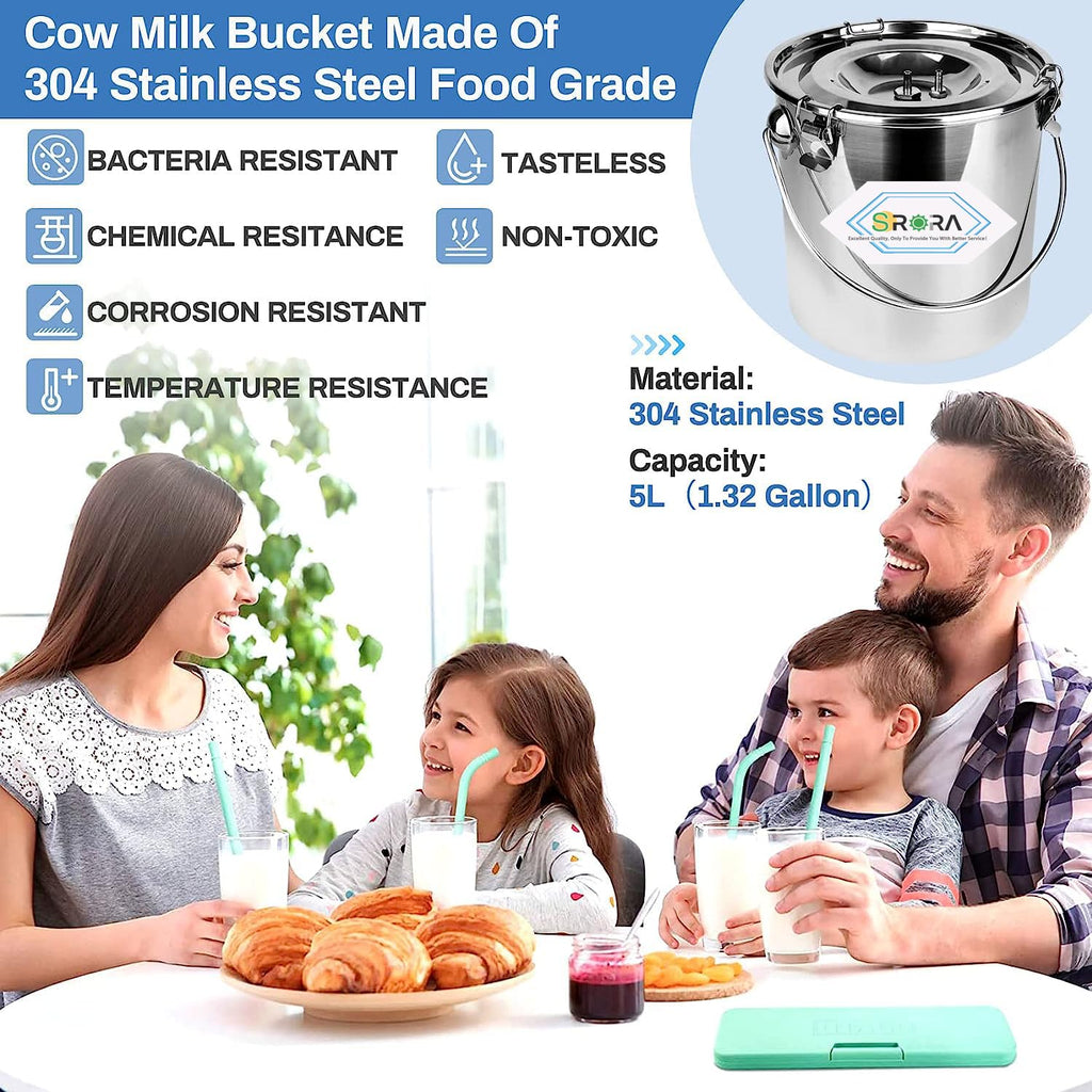 5L Cow Milking Machine, Rechargeable Battery Adjustable Pulse Vacuum Electric Cow Milking Machine,Portable Milking Machine,Individual Pulsation Adjustment, Udder Protection