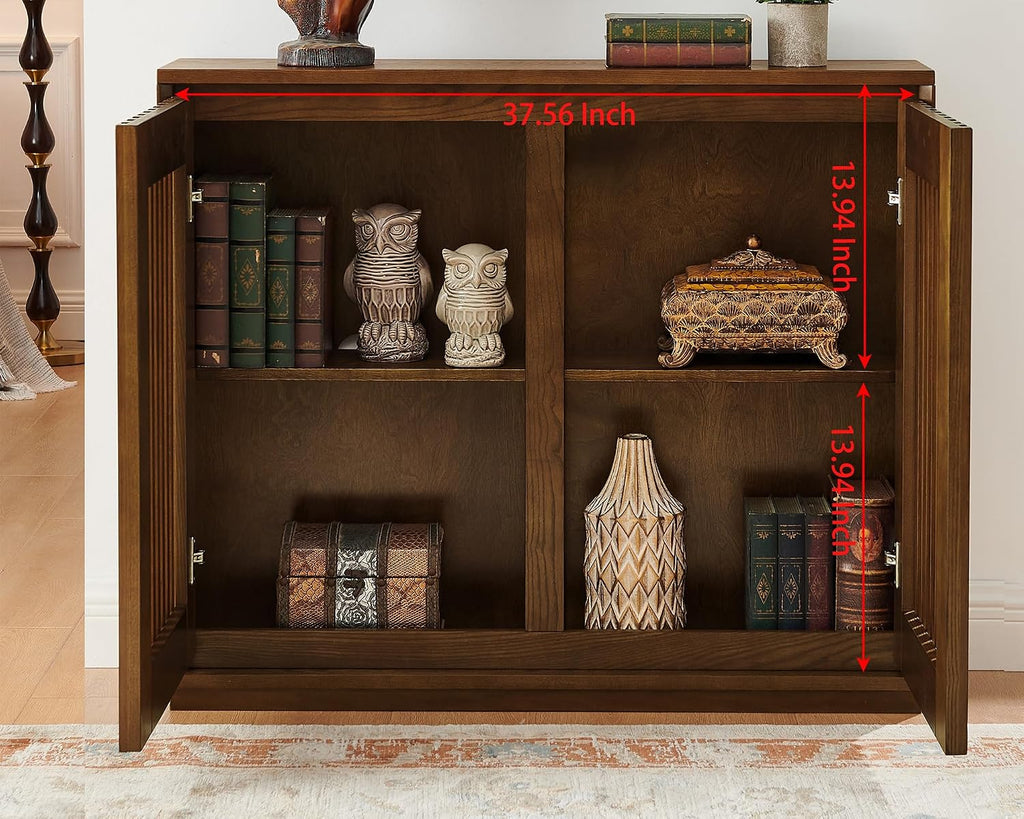 LKTART 39' Walnut Sideboard Buffet Cabinet, Entryway Narrow Storage,2 Piece | Wood;Small Storage Cabinet with Storage;Mid Century Modern;Thin Cabinet for Small Space,Living Room,Kitchen,Hallway