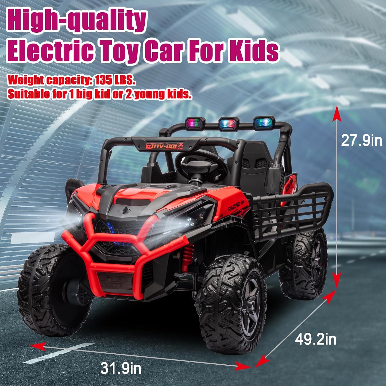 4WD UTV 24V Ride On Toys for Big Kids Ride On 2 Seater Ride On Toys Kids | 2 Seater Ride On Car for Kids Side-by-Side UTV Electric Cars for Kids Electric Ride Car Ride On Toys for Kids 4-8