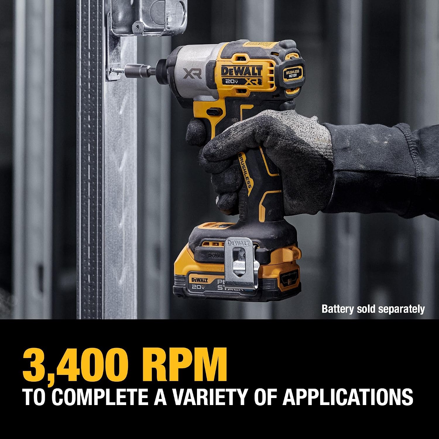 DEWALT 20V MAX XR Impact Driver, Brushless, 1/4'', 3-Speed, Bare Tool Only (DCF845B), Yellow, Black (Renewed), Black,yellow