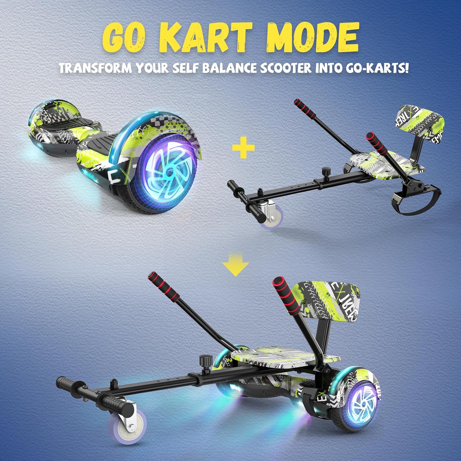 FLYING-ANT Self Balance Scooter Seat Attachment 6.5' Two-Wheel Self Balancing Electric Scooter with LED Light Flash Lights Wheels