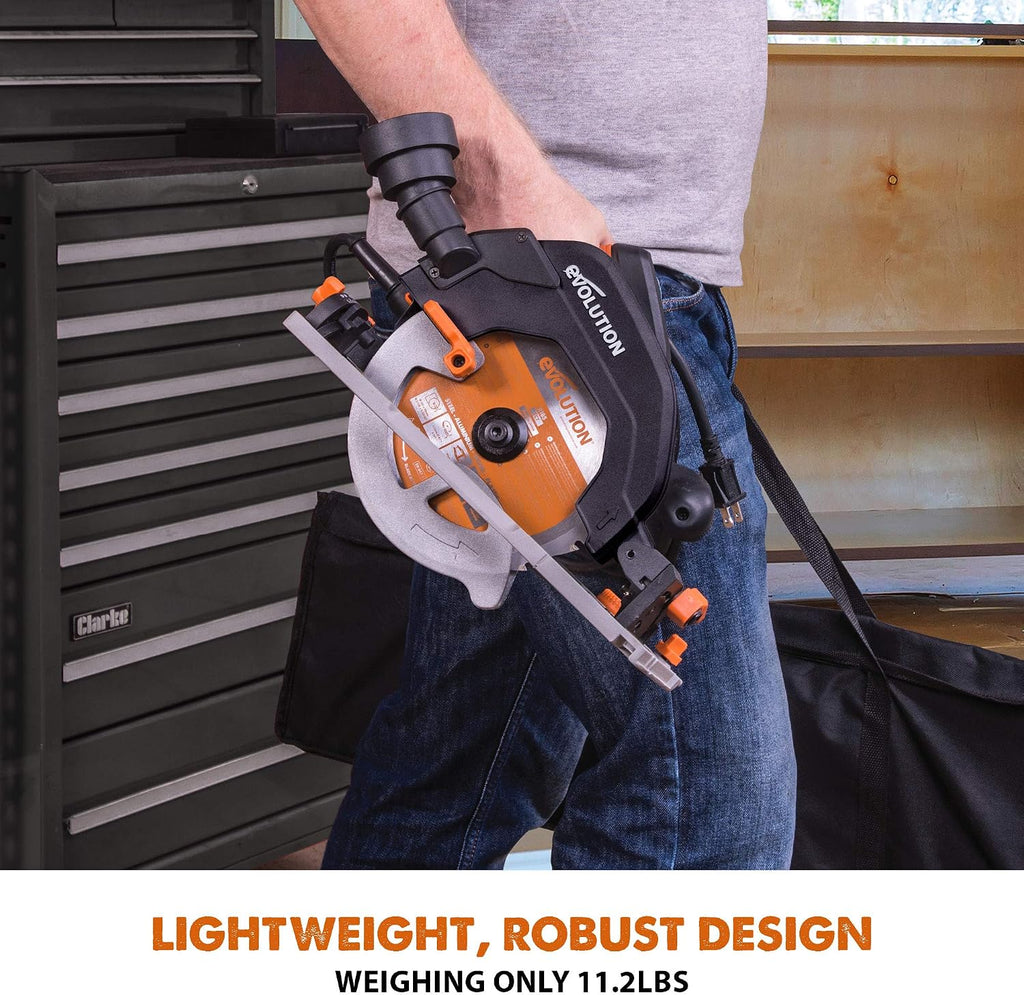 Evolution Power Tools R185CCSX Multi-Material Circular Track Saw Kit with 40' Track Included, TCT Blade Included, Cuts Wood, Plastic, Metal & More, 7-1/4 Inch