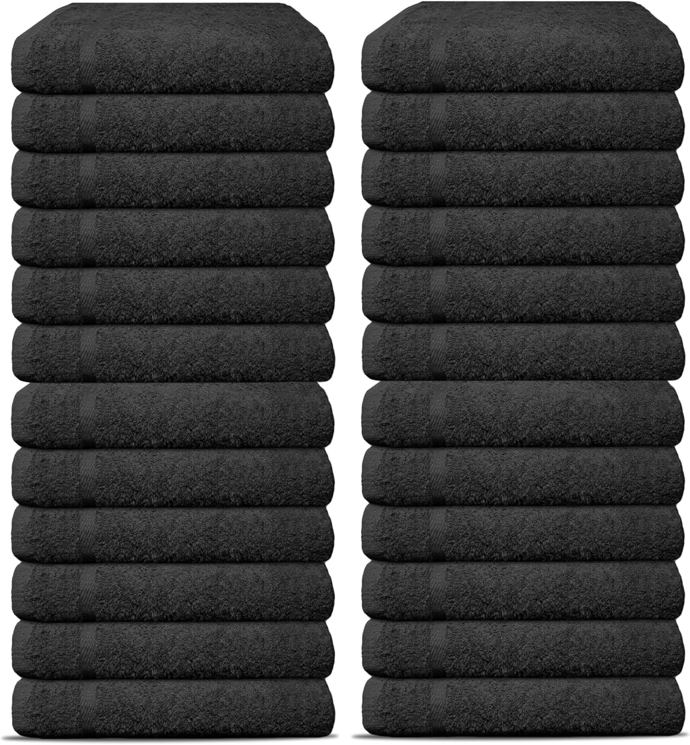 Salon Towels Pack of 144 (12 Dozen) Super Absorbent Quick Dry Black Hand Towels Medium Size 15x25 Inches Double Stitched 100% Ring Spun Soft Cotton Spa Towels for Gym, Hotel, Home & Pool.