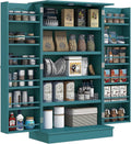 HOMCOM 41' Kitchen Pantry Storage Cabinet, Freestanding Kitchen Cabinet with 12 Door Shelves, Double Doors, 5-Tier Shelving and Adjustable Shelves, Blue