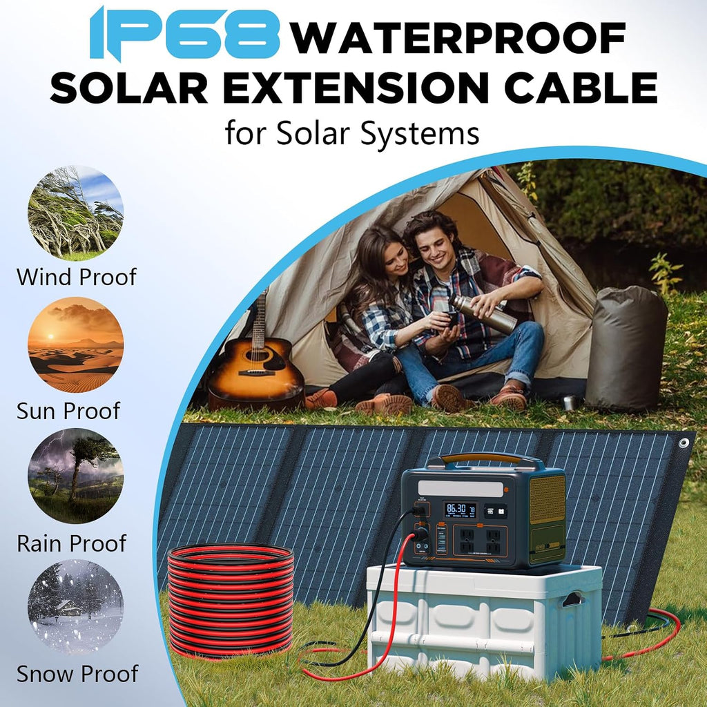 2x100FT Solar Panel Wire, Solar Cable, Solar Wire 10AWG, Solar Extension Cable, 10 Gauge Tinned Cooper PV Wire for MPPT Controller Home Roofs Boat Marine Automotive RV Camping Solar Panels