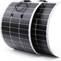 200W Flexible Solar Panel Kit (2x100W), Heat-Reflective White Backsheet, Marine-Grade ETFE Solar Panel, IP68 Waterproof for Motorhome, Boat, Van, Camper, White RVs