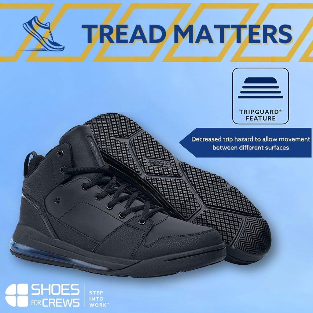 Shoes For Crews Men's Slip-Resistant High-Top Work Sneakers - Comfortable, Non-Slip Work Shoes for Men in Food Service, Healthcare, Retail - Tigon
