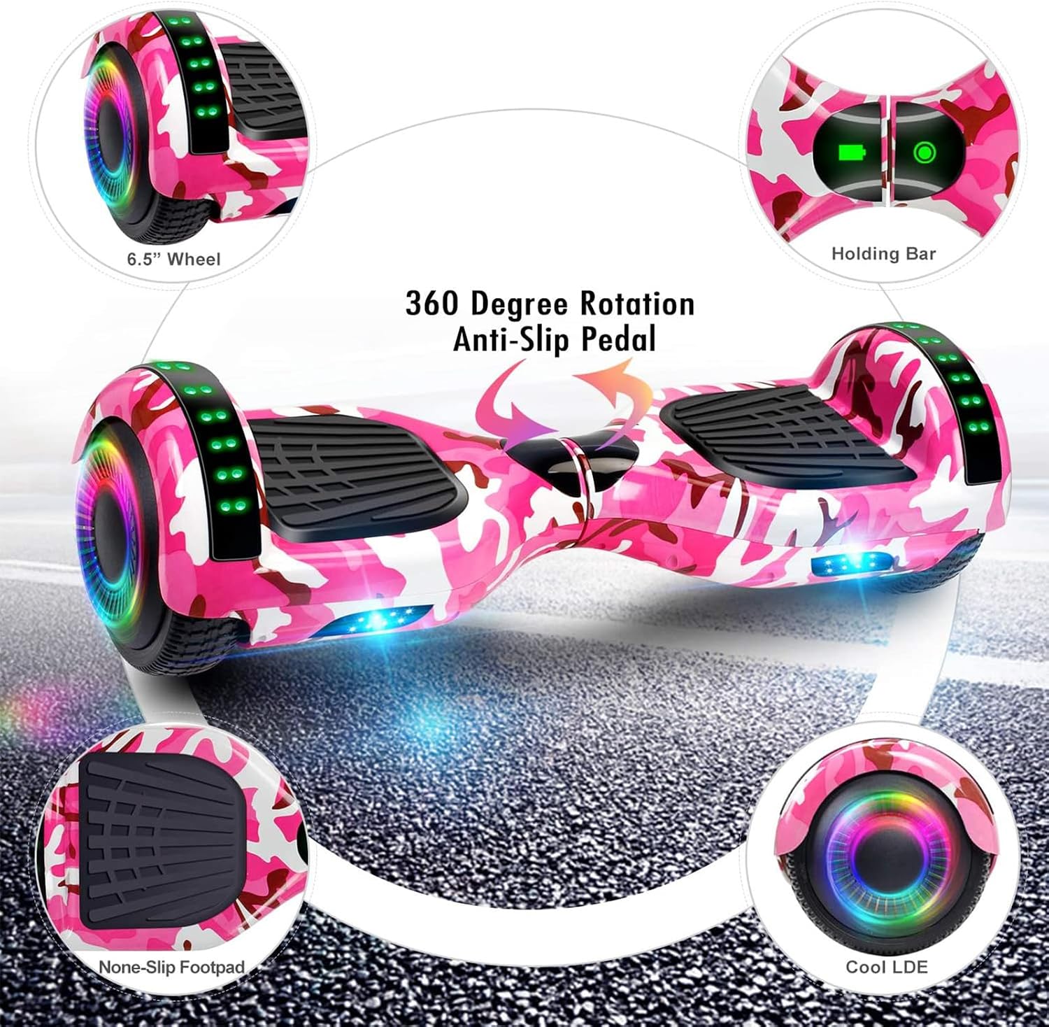 FLYING-ANT Self Balance Scooter Seat Attachment 6.5' Two-Wheel Self Balancing Electric Scooter with LED Light Flash Lights Wheels
