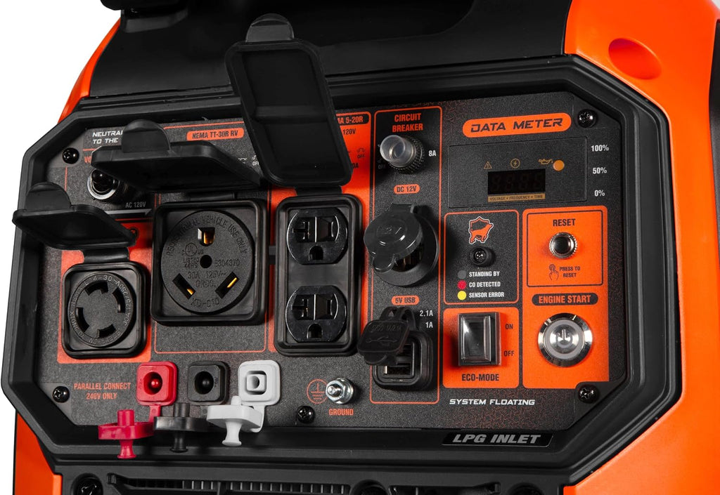 WEN 6800-Watt Dual Fuel RV-Ready Electric Start Portable Inverter Generator with Fuel Shut Off and CO Watchdog for Electric Vehicle Backup (DF680iX)