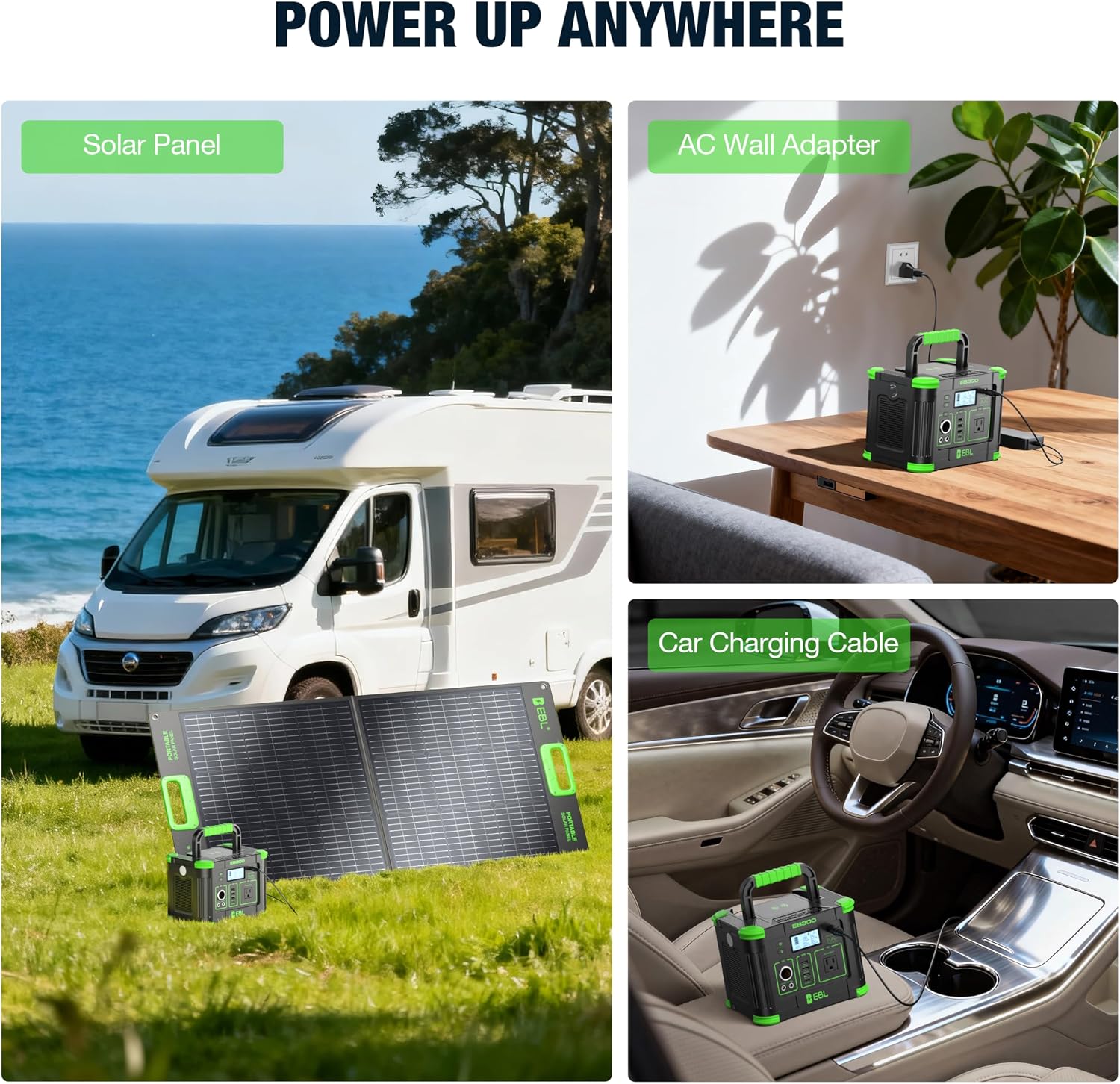 EBL 300W Portable Power Station with 100W Portable Solar Panel, 288.6Wh USB-C PD60W 300W Pure Sine Wave Solar Generator, Foldable Solar Panel for Camping, Emergency Backup