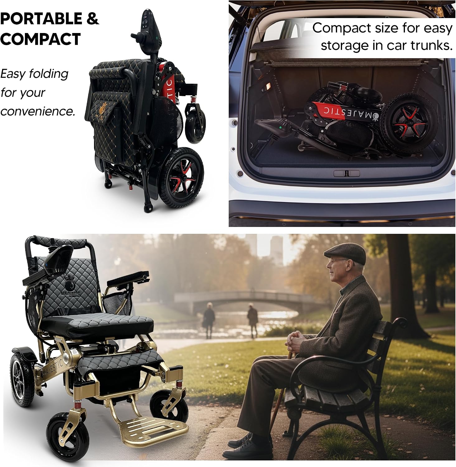 Electric Wheelchairs for Adults, 350 lbs Capacity, Up to 13 Miles Range, Lightweight Wheelchair for Seniors,Remote Controlled Wheel Chair, All Terrain, Airline and Cruise Approved, IQ-7000 by Majestic