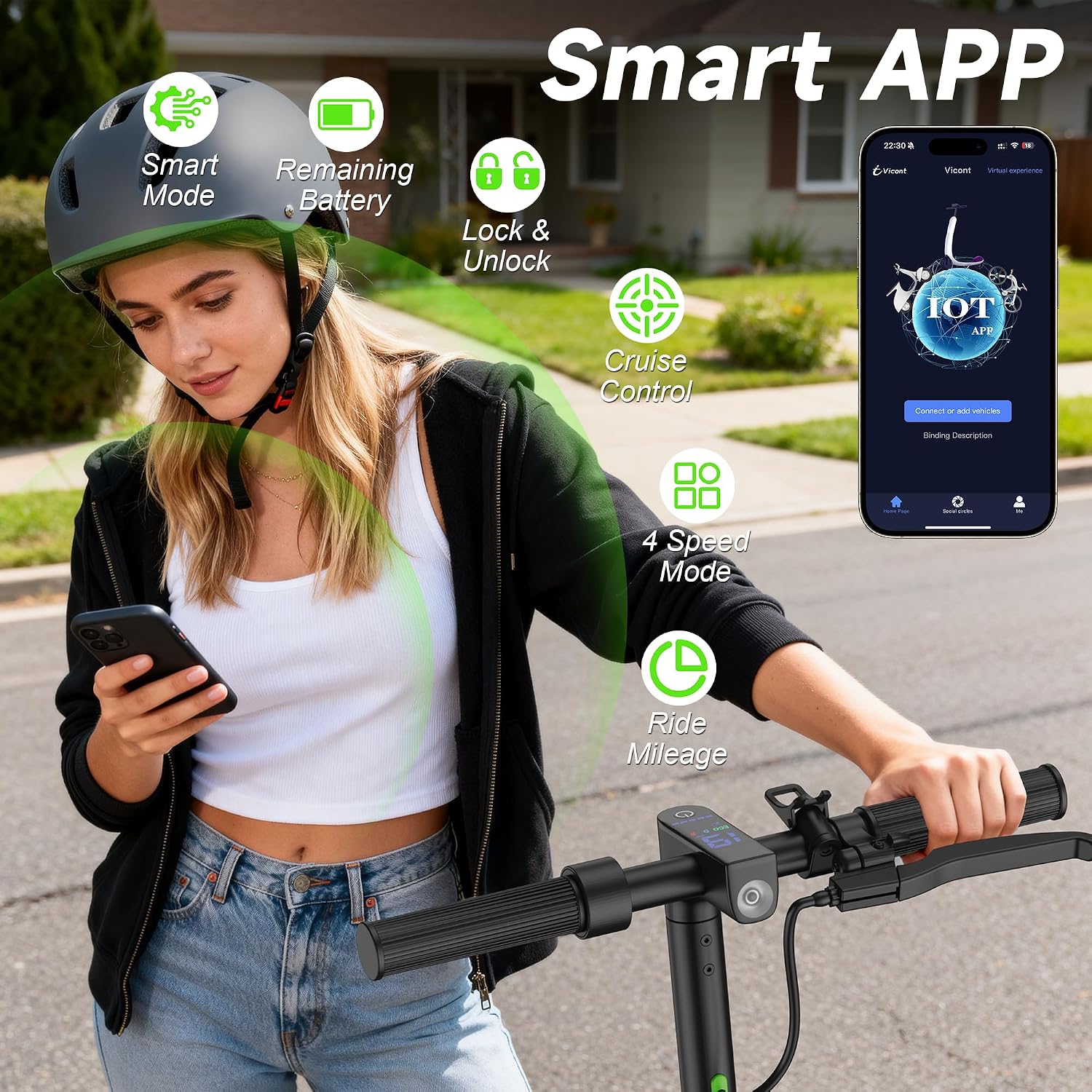VOLPAM Electric Scooter, 500W/350W Strong Motor, Max 22/19 MPH Top Speed & 22/17 Miles Range, 10'/8.5' Foldable E Scooter with Smart APP, Cruise Control