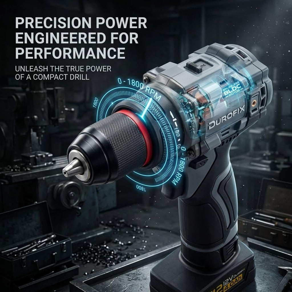 Durofix G12 Series RK12136-2-K3 12V Cordless 3/8' Hammer Drill Power Tool Combo Kit with 3 Inch Compact Cut Off Tool, 1 Battery & Charger