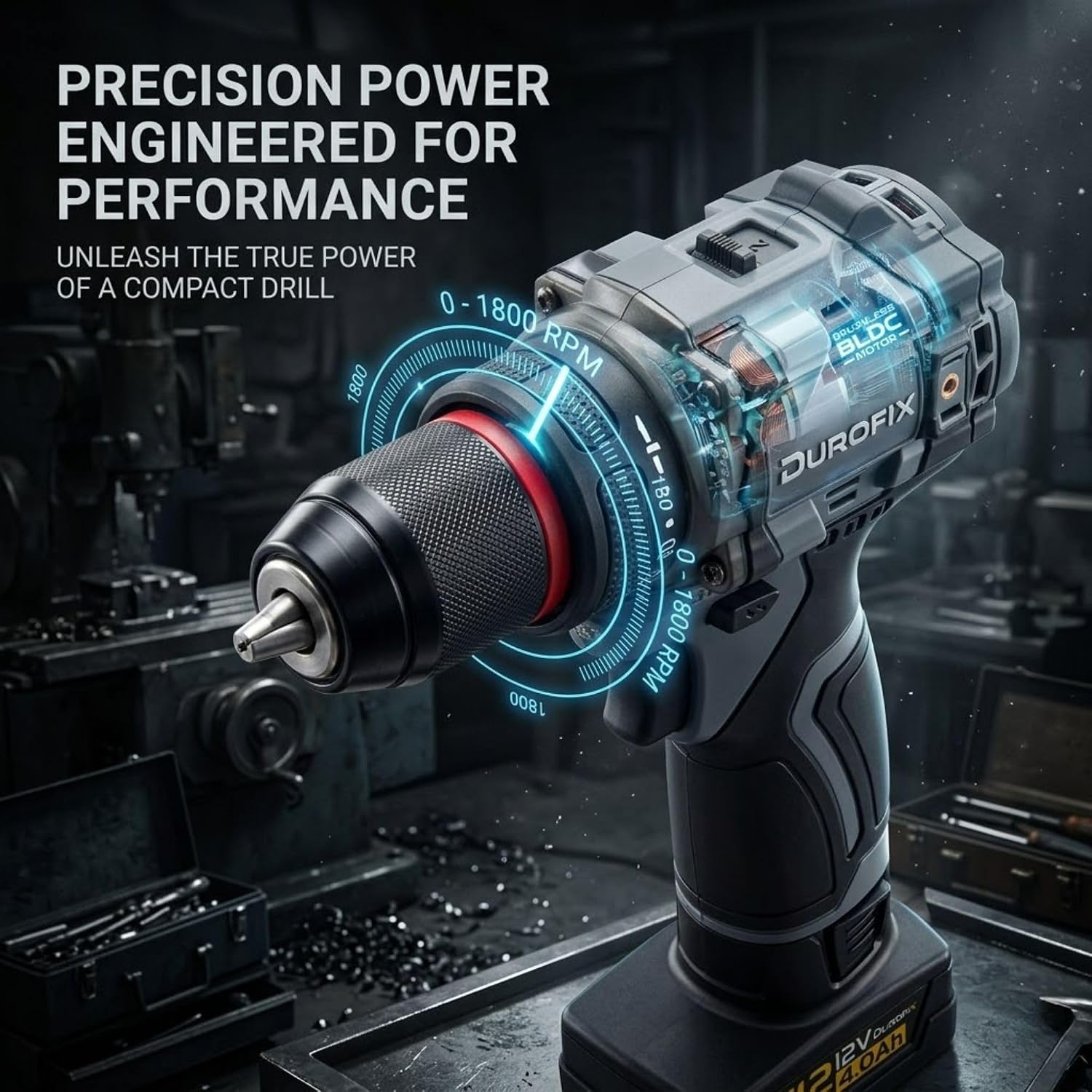 Durofix G12 Series RK12136-2-K3 12V Cordless 3/8' Hammer Drill Power Tool Combo Kit with 3 Inch Compact Cut Off Tool, 1 Battery & Charger