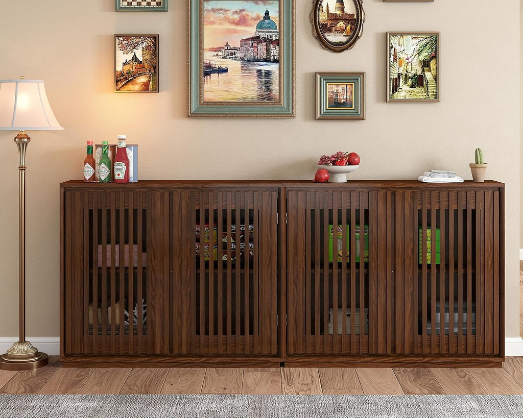 LKTART 39' Walnut Sideboard Buffet Cabinet, Entryway Narrow Storage,3 Piece | Wood;Small Storage Cabinet with Storage;Mid Century Modern;Thin Cabinet for Small Space,Living Room,Kitchen,Hallway