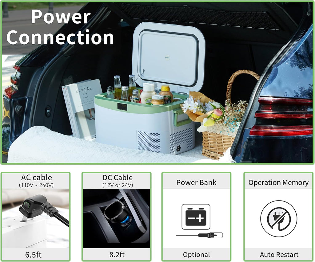 Megiu 12 Volt Refrigerator Portable Car Freezer 13.5 Quart (12.8 Liter) Compressor Cooler 12V/24V DC 110～240 Volt AC for Truck Van RV Camper SUV Boat Travel Camping Road Trips Tailgating -18℃~+15℃