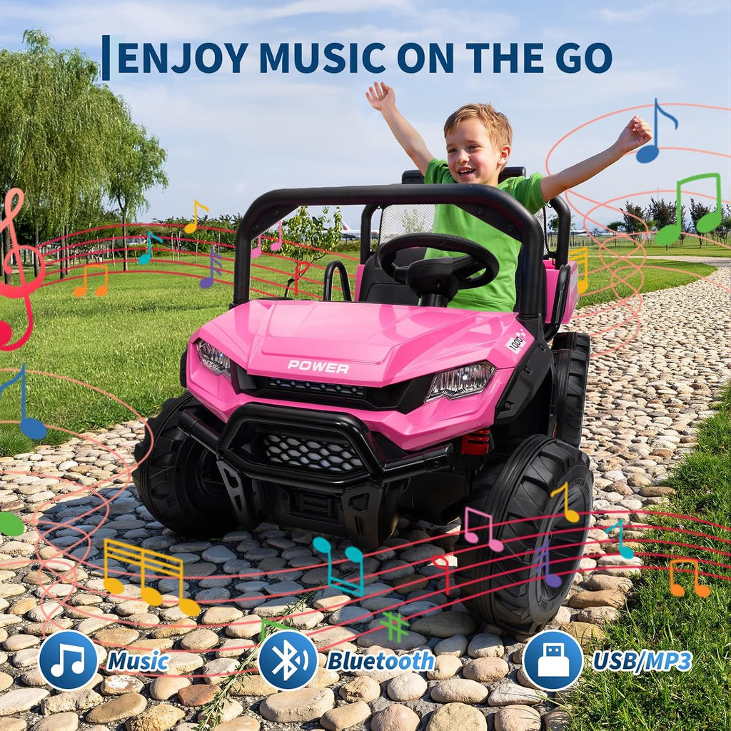 24V 2 Seater Ride on Dump Truck, 4WD Electric Car with Remote Control, Dump Bed, 3 Speed Modes, Music Player, RideToy for Boys & Girls Gift