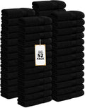 Ample Decor 100% Cotton Hand Towels 18x28 Inches, 600 GSM, Soft & Absorbent, Set of 52, Black