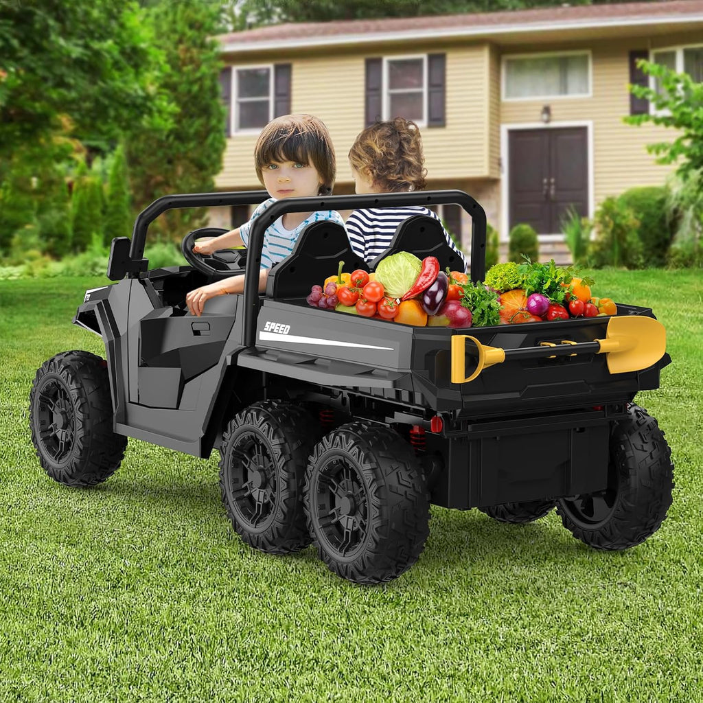 GarveeLife 24V 2 Seater Ride on Dump Truck with Remote Control for Big Kids, 4WD 6 Wheels Ride on Car w/Music Player & LED Lights, Ride Toy Gift for Kid