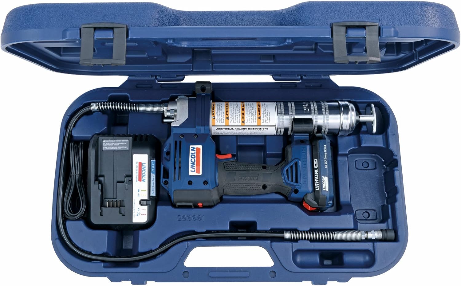 Lincoln 1882 PowerLuber 20 Volt Battery Powered Grease Gun with 36' Hose for Automotive, Agricultural, and Industrial Equipment, 10,000 PSI, Trigger-Operated, 2-Speed, (1) Lithium-Ion Battery Pack