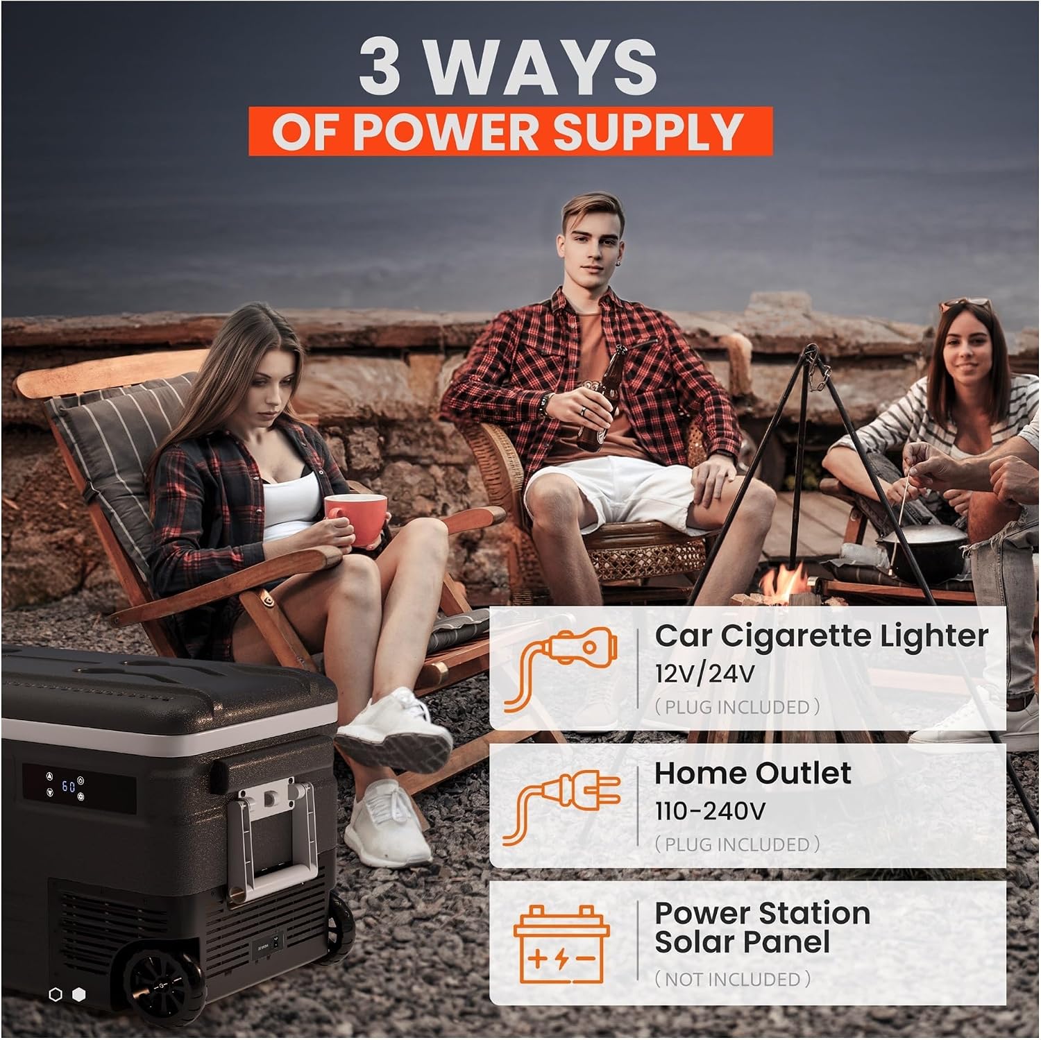 75L Portable Car Refrigerator Compressor Fridge Freezer Cooler Ice Box Keep Cool For Camping Fishing Trip Truck Boating