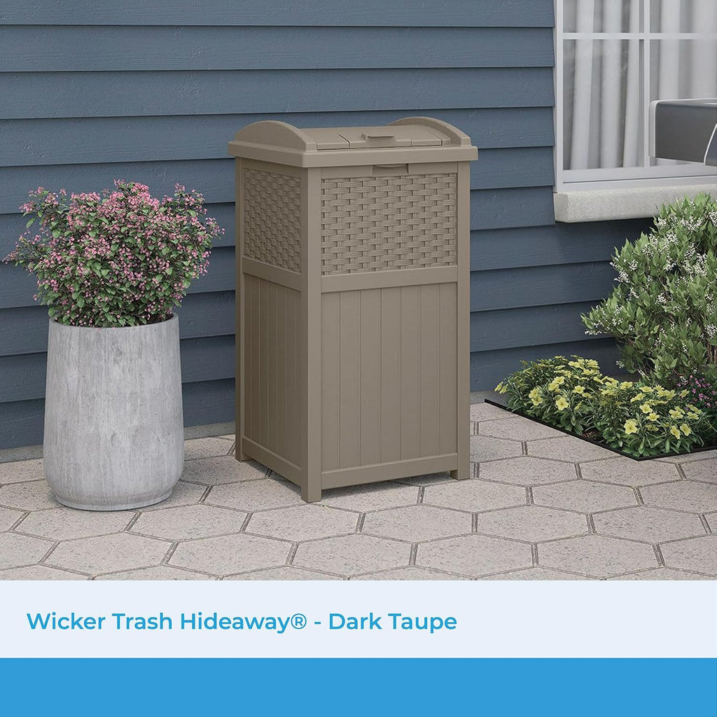 YITAHOME Large Outdoor Kitchen Cart & Bar Table Bundle with Suncast 33 Gallon Hideaway Trash Can for Patio