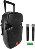 Rockville RAM12BT 12' Rechargable Powered 600W PA Speaker, 2 Mics, Bluetooth