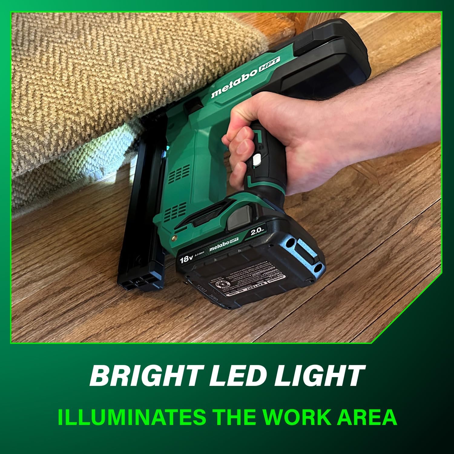 Metabo HPT 18V MultiVolt Cordless Narrow Crown Stapler Kit, 18 Gauge 1-1/2' Stapler with Power Tool 2.0Ah Lithium Ion Battery, Drives 1/2' to 1-1/2' Staples, 5-Year Warranty, N1804DB