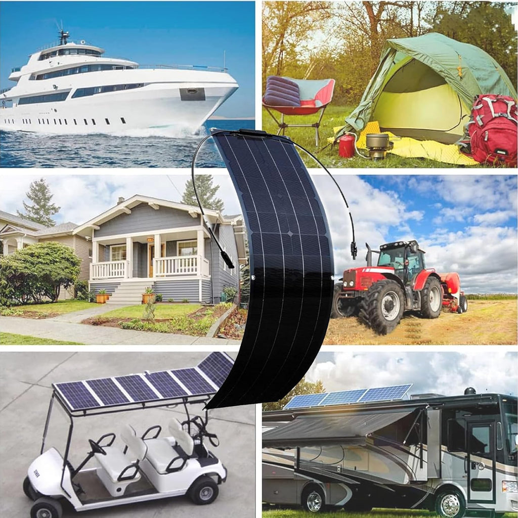 200W Solar Panel, Monocrystalline Solar Charger, 18 V Solar Panel Kit, Portable Solar Panel for Solar Generator Camping RV Van Outdoor Off-Grid,White