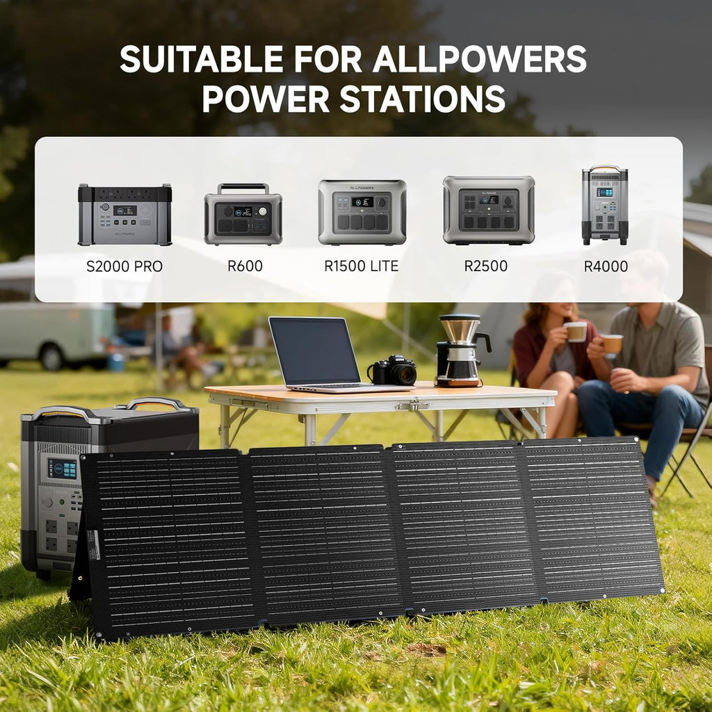 ALLPOWERS SOLAX SE200 200W Portable Folding Solar Panel,High-Efficiency 23%-25% Monocrystalline Solar Charger for Generator,Camping&RV,41.6V Voltage,IP68 Waterproof