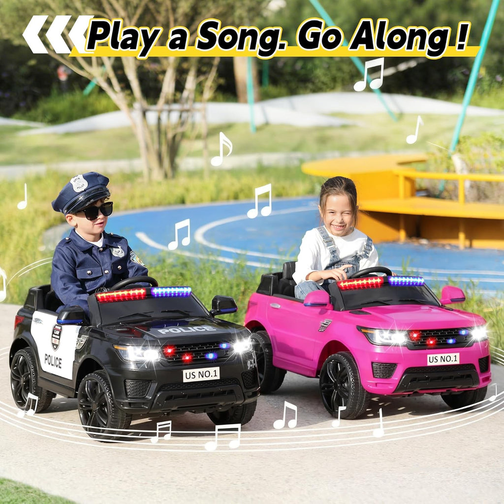 TOBBI 12V Kids Ride On Car with Remote Control Toddler Battery Powered Toy Electric Cars for Girls 1-8 to Drive with Bluetooth, 2 Driving Modes, 3 Speeds, Flashing Lights, Music and Horn