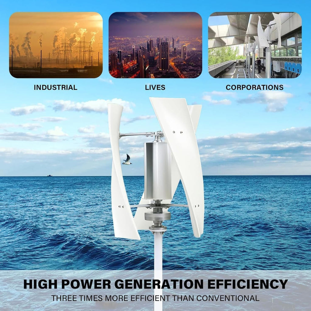 12V 24V 48V Windmill Wind Turbine Generator with MPPT Controller, 10000W Portable Vertical Helix Wind Power Turbine Generator, 3 Blade Wind Generator Kit or Home Energy Supplementation,12V