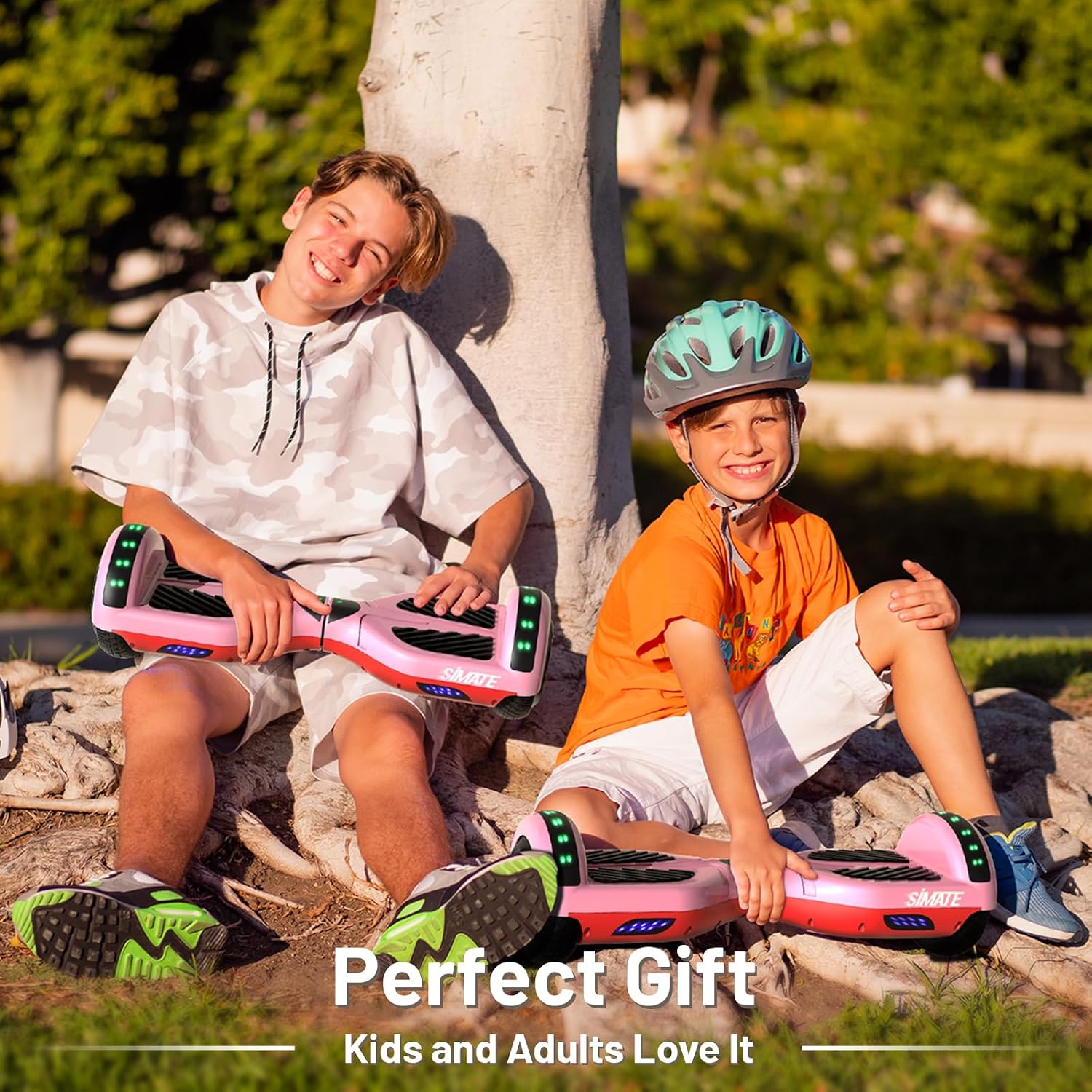 SIMATE Hoverboard, Bluetooth All Terrain Hover Boards with LED Lights and APP Control, Gifts for Kids Adults Girls Boys, for All Ages