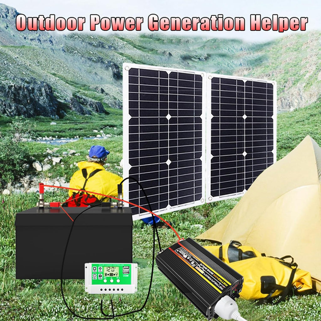 10000W Off-Grid Solar Power Kit for RVs & Boats, Pure Sine Wave Inverter with 50A PWM Controller, Emergency Power Solutions, Renewable Energy System