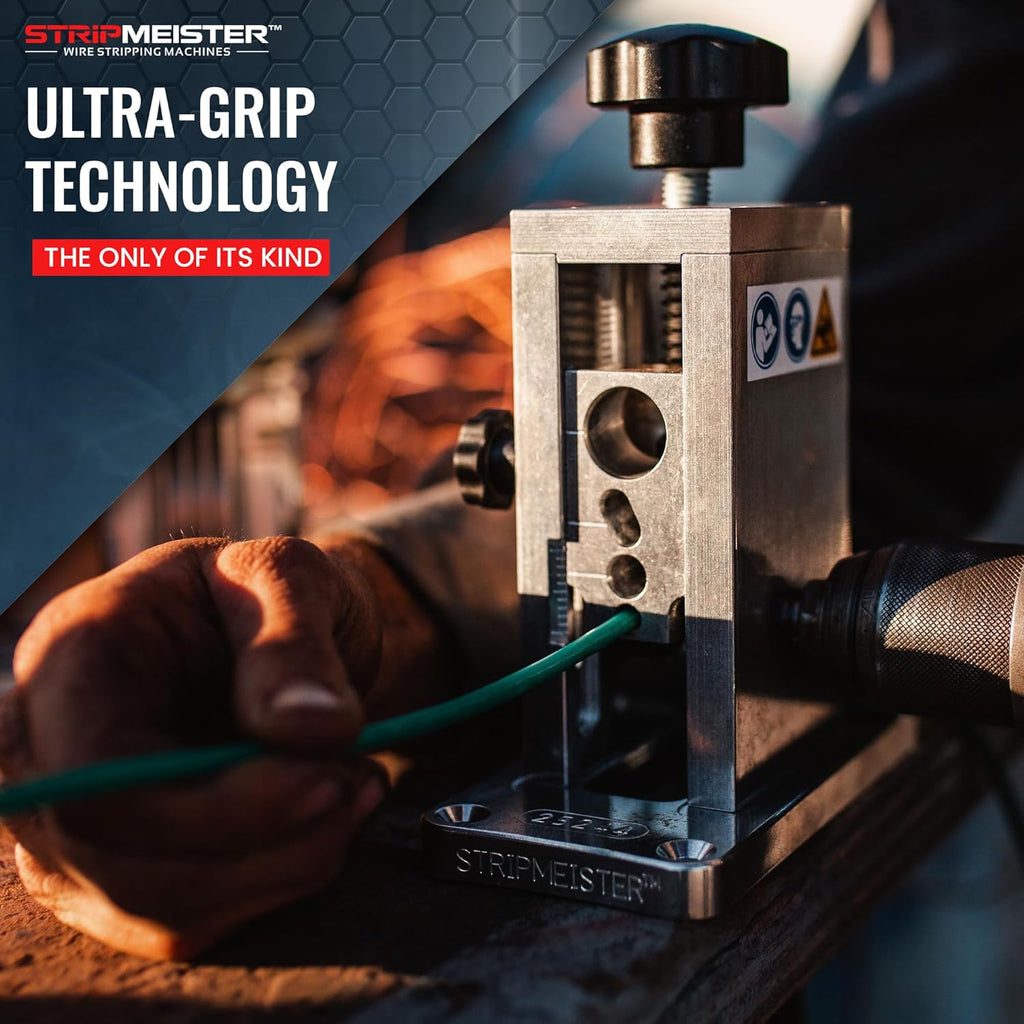 StripMeister Original Drill-Powered Wire Stripper – Wire Sizes Up To Ø3/4', Jam-Free, Copper Wire, Built for Safety, Speed, and Efficiency - Portable Wire Stripping Machine