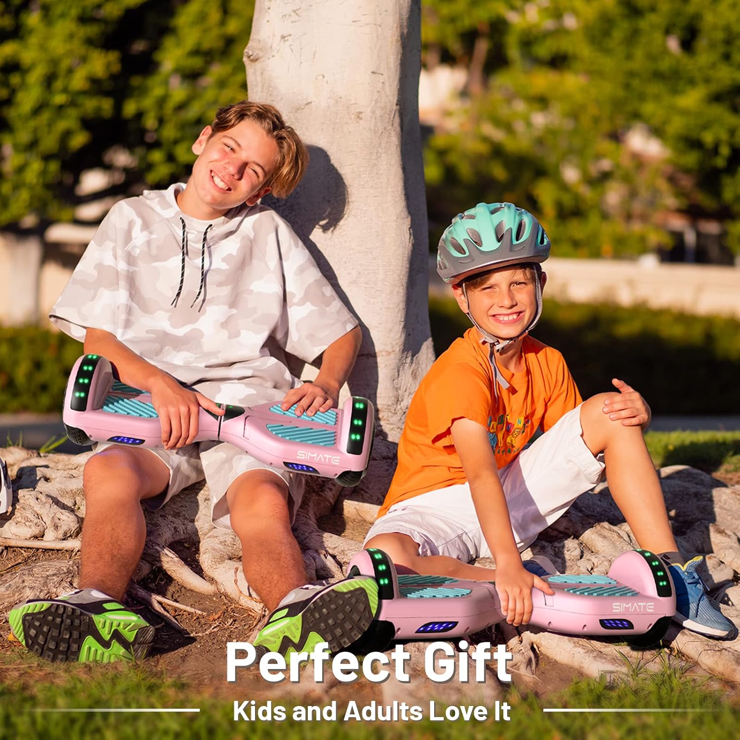 SIMATE Hoverboard, Bluetooth All Terrain Hover Boards with LED Lights and APP Control, Gifts for Kids Adults Girls Boys, for All Ages
