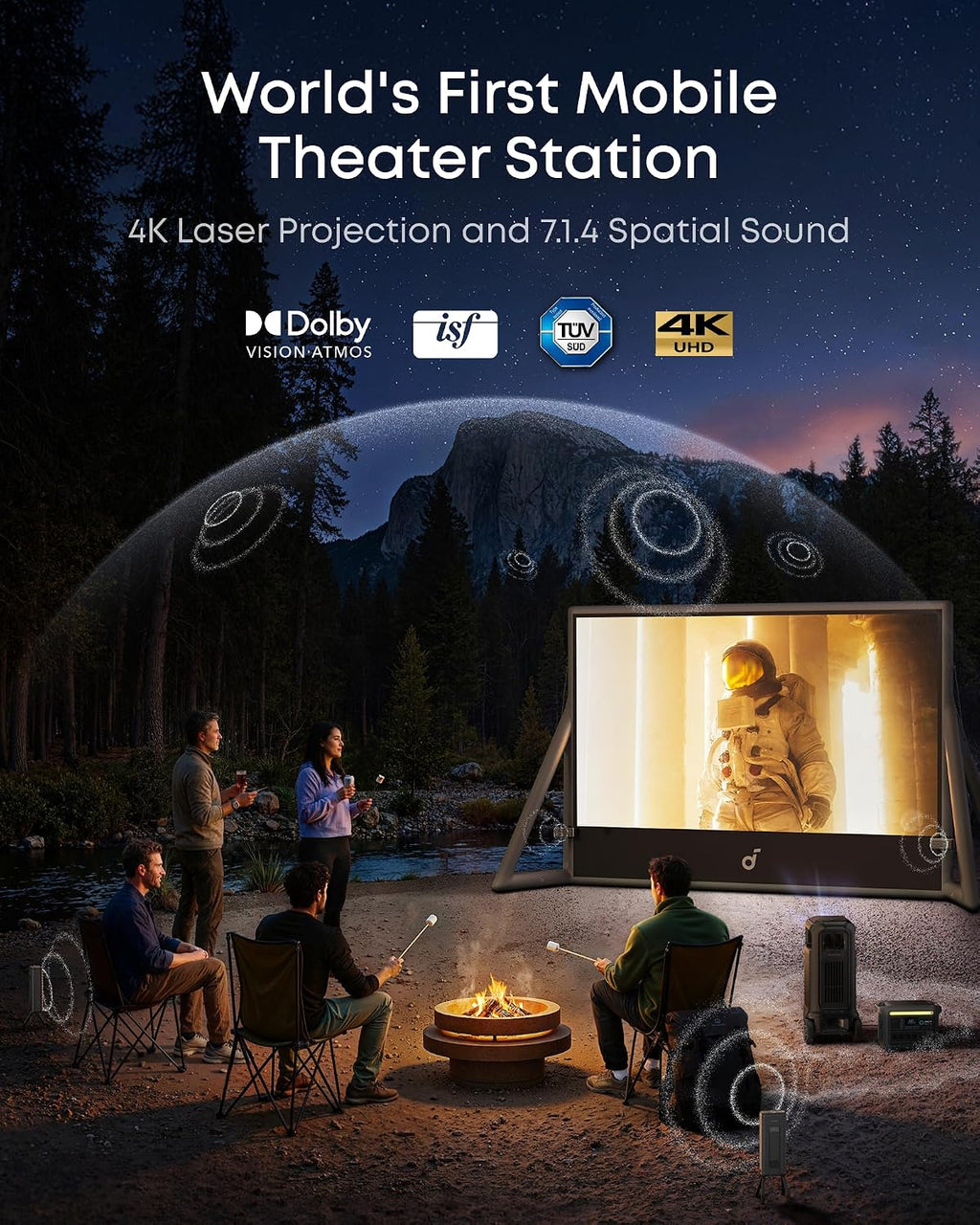 soundcore Nebula X1 Pro Triple Laser 4K Projector with Anker SOLIX C1000 Power Station, 3500 ANSI Lumens Mobile Theater, 7.1.4 Spatial Sound, Dolby Atmos, Optical Zoom, 56000:1, Home & Outdoor