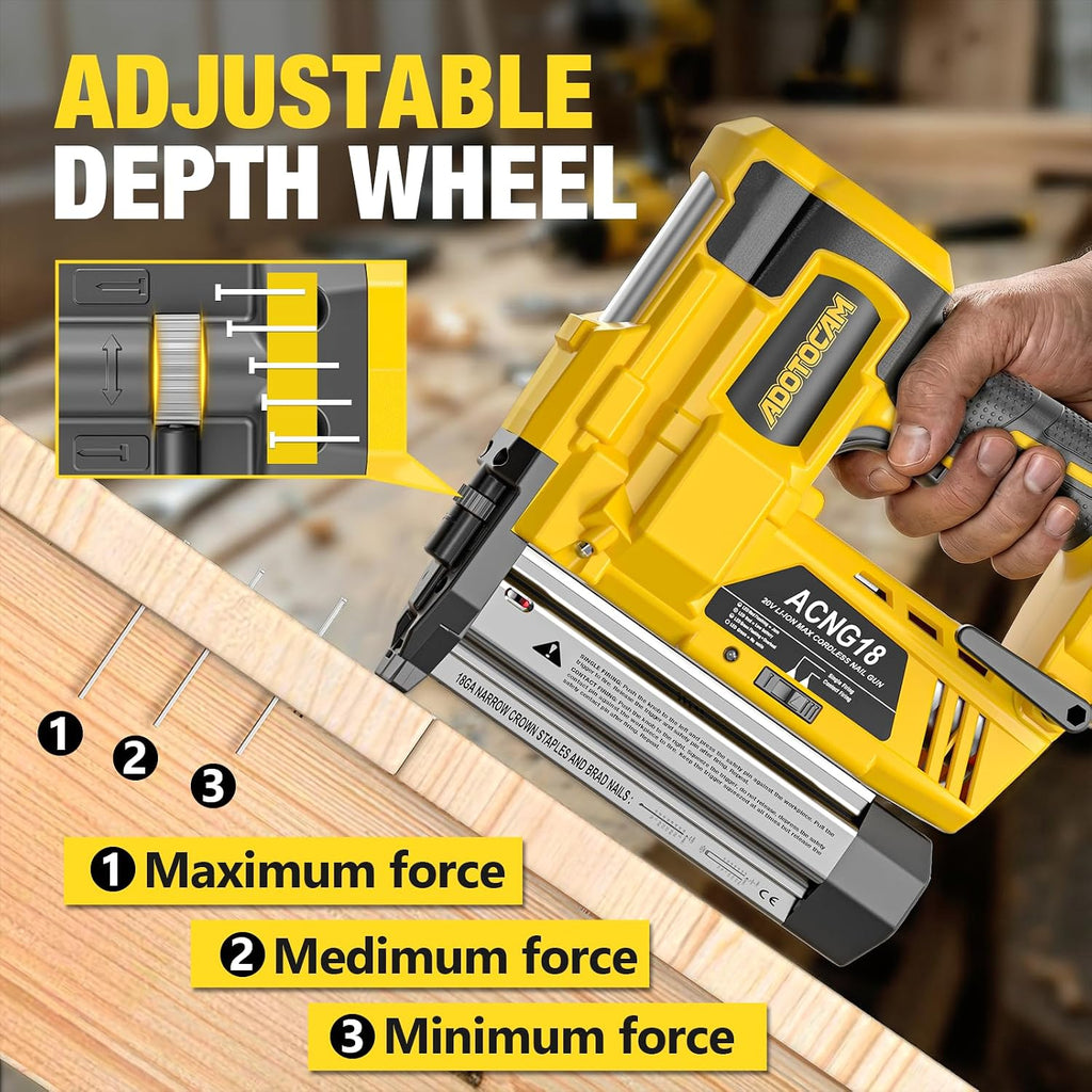 Cordless 2' Brad Nailer Compatible with DeWalt 20V Battery(No Battery), 2 in 1 Electric Nail Gun/Staple Gun,18GA Nail Gun Battery Powered with 1000 Nails/Staples for Woodworking & Home Improvement