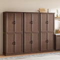 Tradare 71'' Tall Pantry Cabinet Set of 3, Farmhouse Kitchen Pantry Storage Cabinet with Barn Door and Adjustable Shelves, Rustic Wood Freestanding Cupboard for Kitchen, Dining Room, Brown