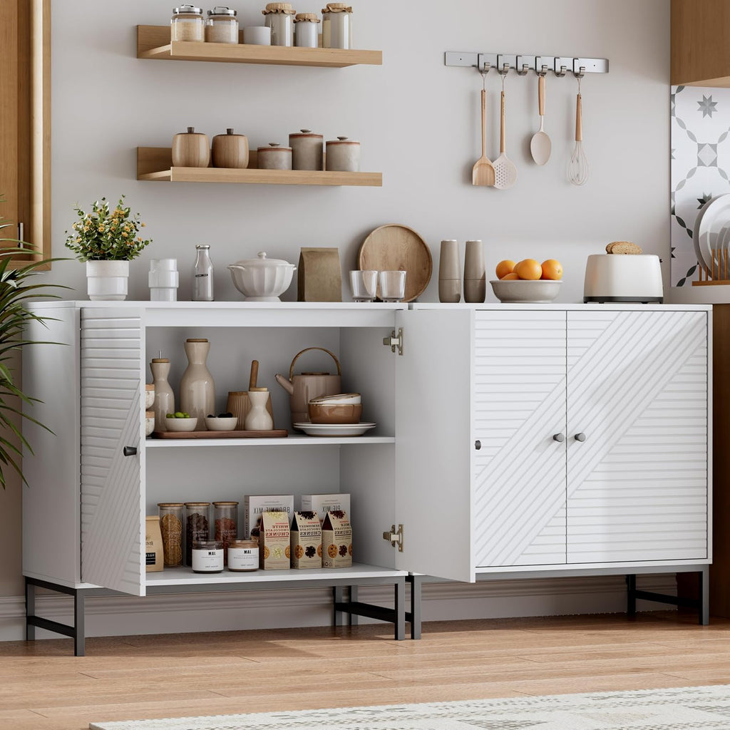 Storage Cabinet with Doors and Adjustable Shelf, Sideboard Buffet Cabinet with Storage, Console Table & Credenza for Living Room, Kitchen, Dining Room