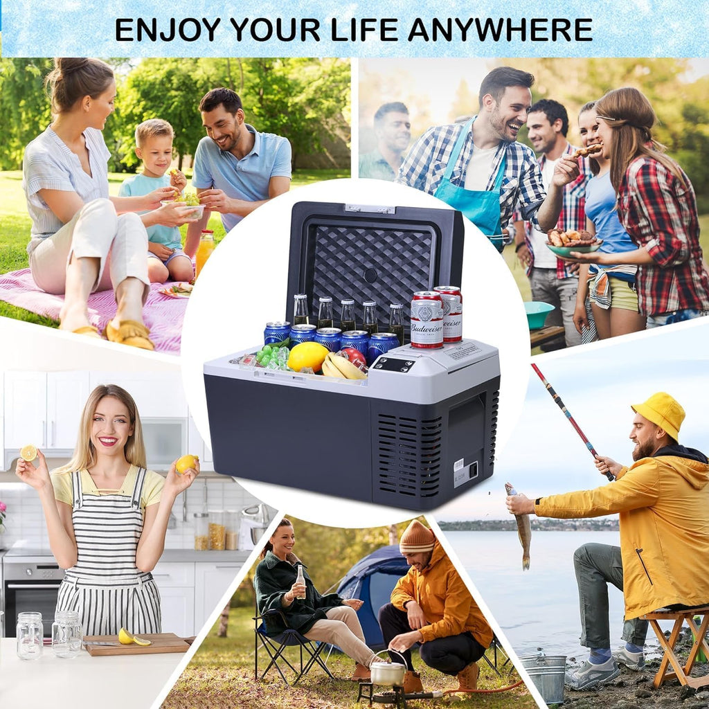 12 Volt Refrigerator, 21 Quart Portable Refrigerator -7.6℉ to 50℉, 21 QT(20L) RV Freezer, Car Fridge with 12/24V DC and 110-240V AC, Portable Freezer RV Car Cooler for Camping Travel Outdoor and Home