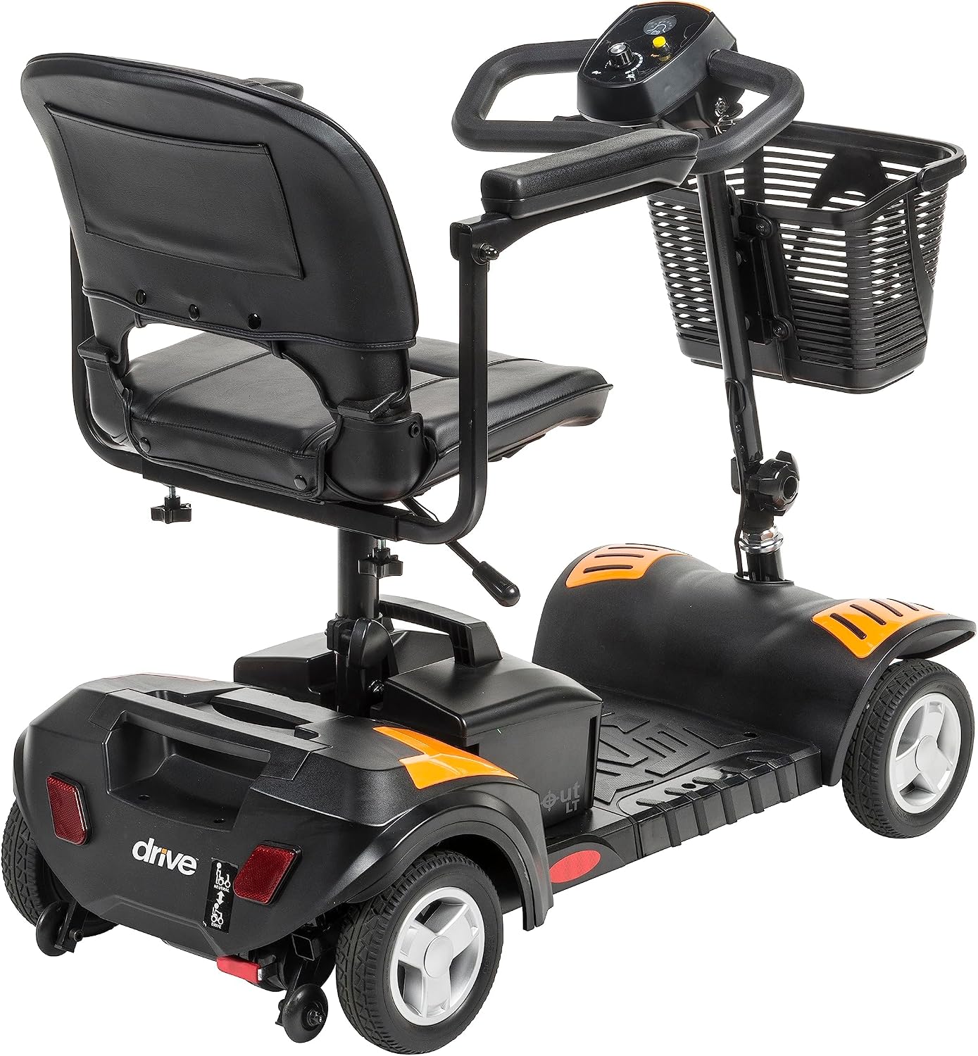 Drive Medical Scout 4-Wheel Compact Travel Power Scooter with Extended Battery, Orange