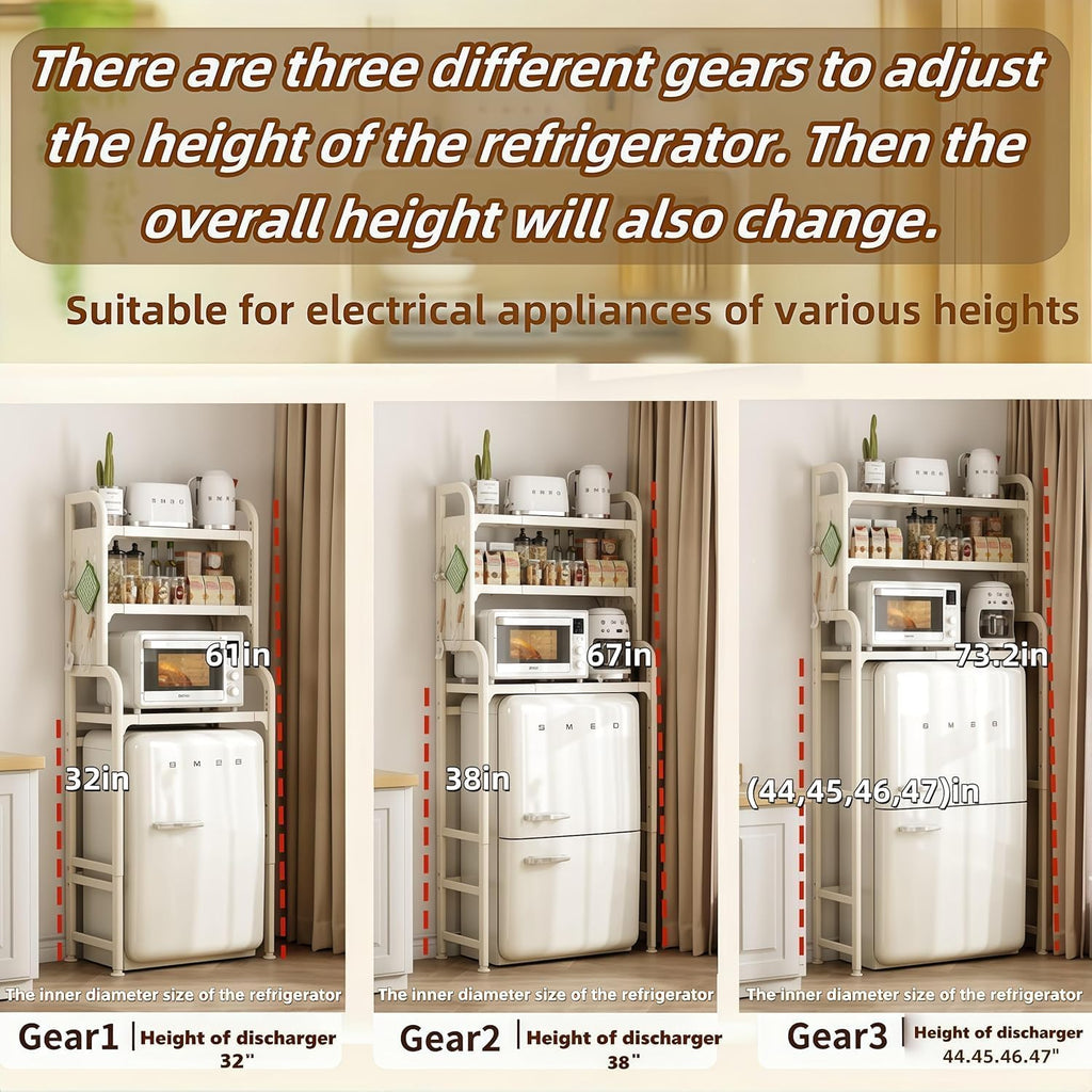Dorm Microwave Storage mini Fridge Rack, can be Placed Above the White mini Fridge Shelf, The Height and Length are Adjustable, Suitable for Various Sizes of refrigerators (Gray)