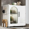 Kitchen Countertop with Drawers Dish Cabinet, Drainer Cabinet, Dual Door Design, Dustproof and Oil Resistant Multifunctional Kitchen Storage Cabinet (White-A)